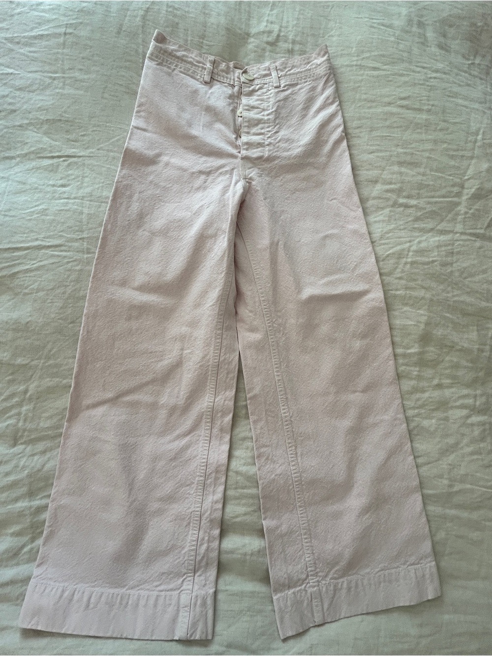 Jesse Kamm Wide Leg Cotton Pants in Light Pink